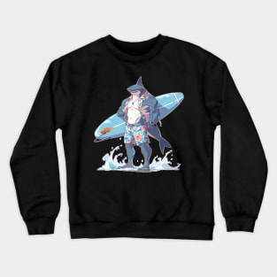 Seriously Anime Surfer Shark Crewneck Sweatshirt